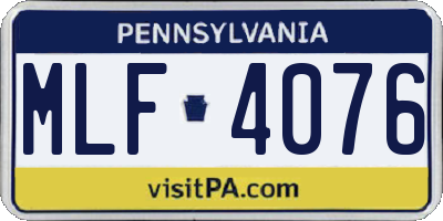 PA license plate MLF4076