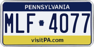 PA license plate MLF4077