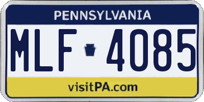 PA license plate MLF4085