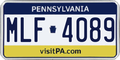 PA license plate MLF4089