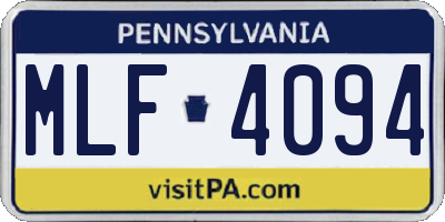 PA license plate MLF4094