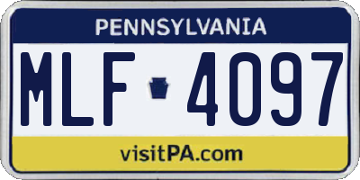 PA license plate MLF4097