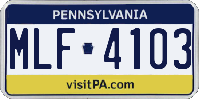 PA license plate MLF4103