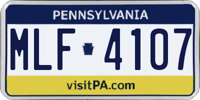 PA license plate MLF4107