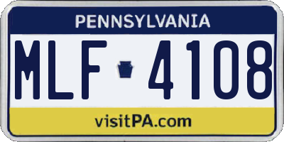 PA license plate MLF4108