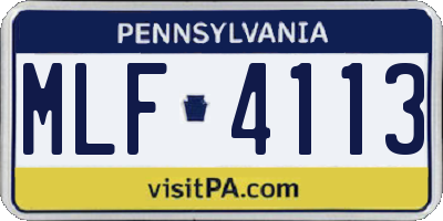 PA license plate MLF4113