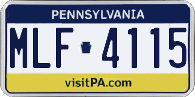PA license plate MLF4115