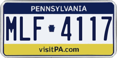PA license plate MLF4117
