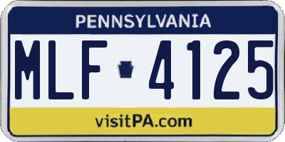 PA license plate MLF4125