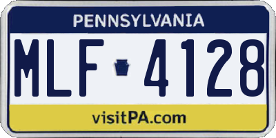 PA license plate MLF4128