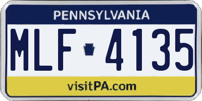 PA license plate MLF4135