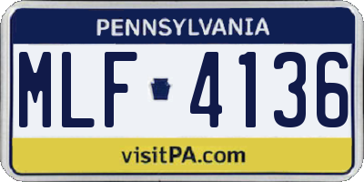 PA license plate MLF4136