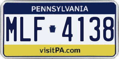 PA license plate MLF4138