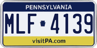 PA license plate MLF4139
