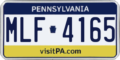 PA license plate MLF4165