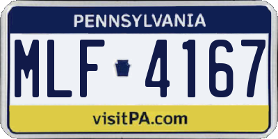 PA license plate MLF4167