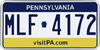 PA license plate MLF4172