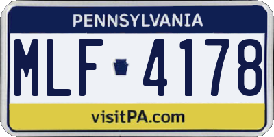 PA license plate MLF4178