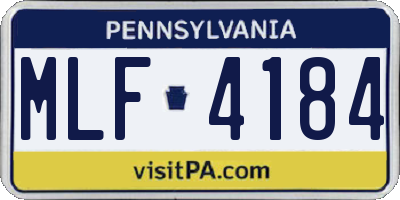 PA license plate MLF4184