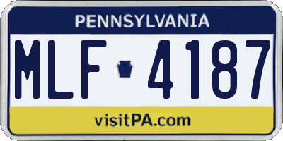 PA license plate MLF4187