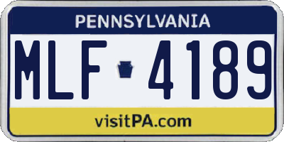 PA license plate MLF4189