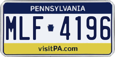 PA license plate MLF4196