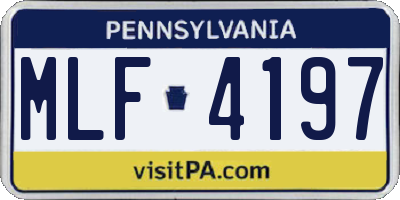PA license plate MLF4197