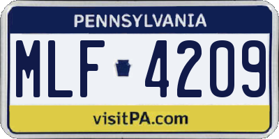 PA license plate MLF4209