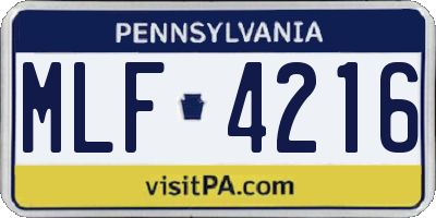 PA license plate MLF4216