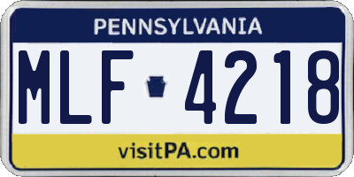 PA license plate MLF4218