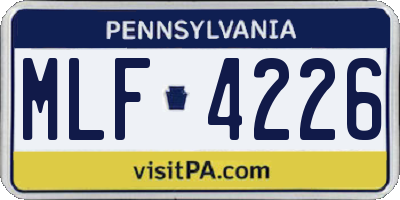 PA license plate MLF4226