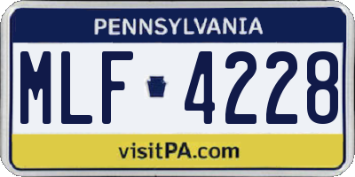 PA license plate MLF4228