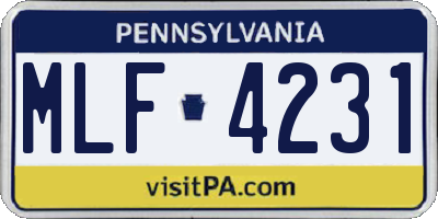 PA license plate MLF4231