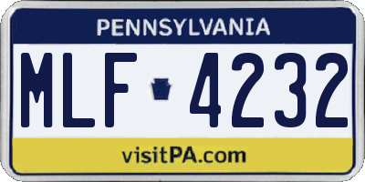 PA license plate MLF4232
