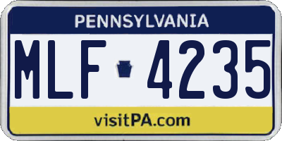 PA license plate MLF4235