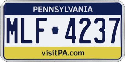 PA license plate MLF4237