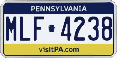 PA license plate MLF4238