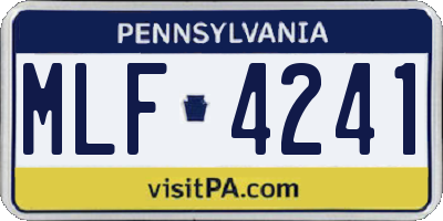 PA license plate MLF4241
