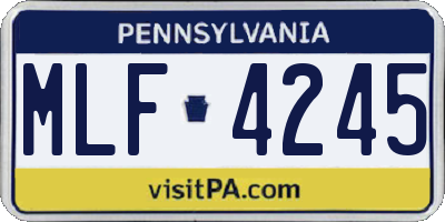 PA license plate MLF4245