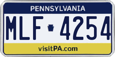 PA license plate MLF4254