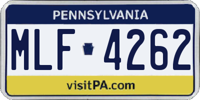 PA license plate MLF4262