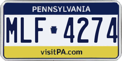 PA license plate MLF4274