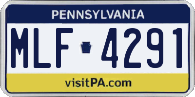 PA license plate MLF4291