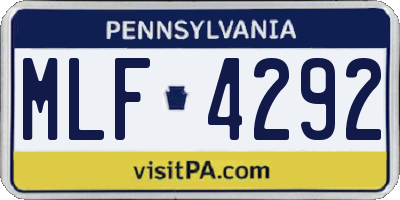 PA license plate MLF4292