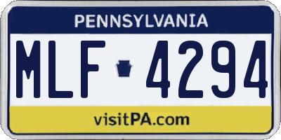 PA license plate MLF4294