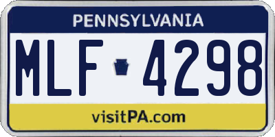 PA license plate MLF4298