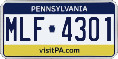 PA license plate MLF4301