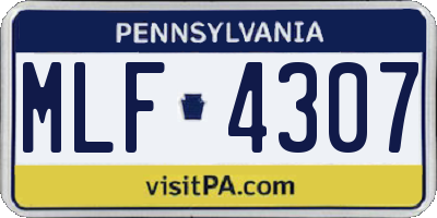 PA license plate MLF4307