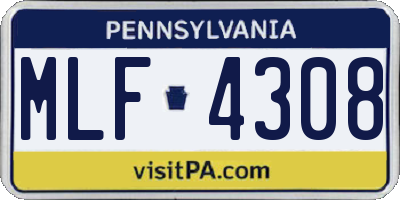 PA license plate MLF4308