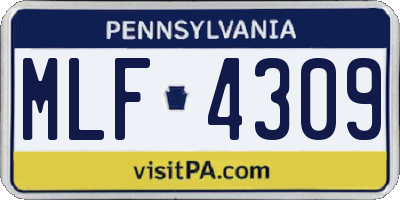 PA license plate MLF4309